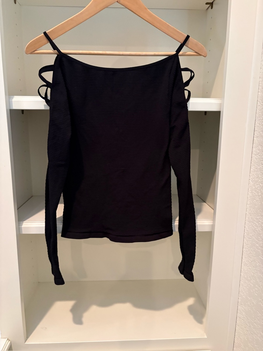 Free People intimately Black Ribbed Cold Shoulder Spaghetti Straps m/l